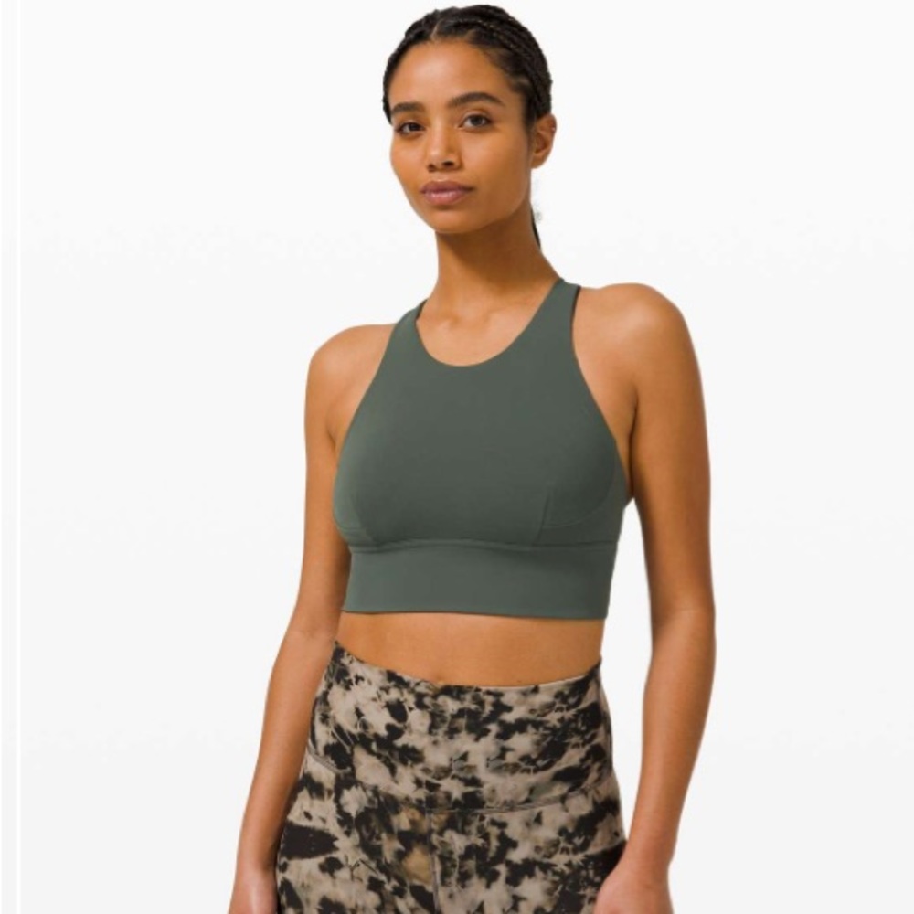 Lululemon Wunder Train Longline bra *medium support, C/D size 4 smoked spruce